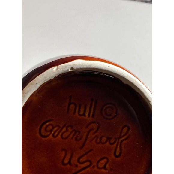 Vintage Hull Oven Proof Brown Drip Creamer Pitcher 4 1/2 in. - Picture 9 of 9